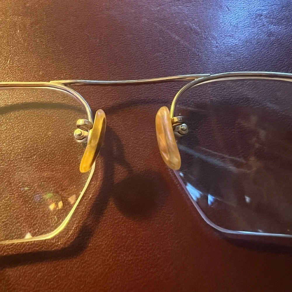 Antique Shuron 1/10 12K Gold Filled Hexagon Wire Rim Eyeglass Frames Vintage